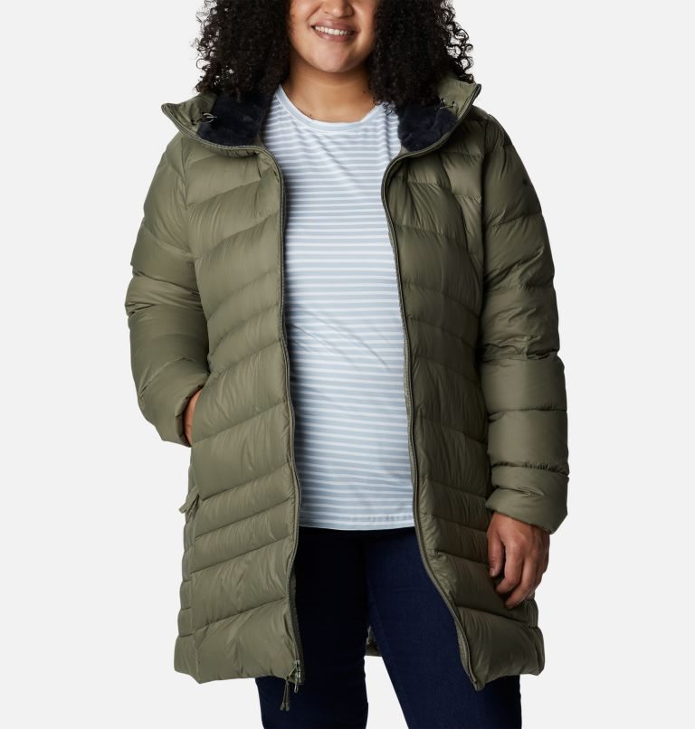 Columbia Autumn Park Hette Mid Dunjakker Dame Olivengrønne | Plus Size 40375G